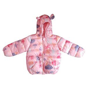 Baby Girl's Pink Hooded Puffer Jacket- Size 12M-18M